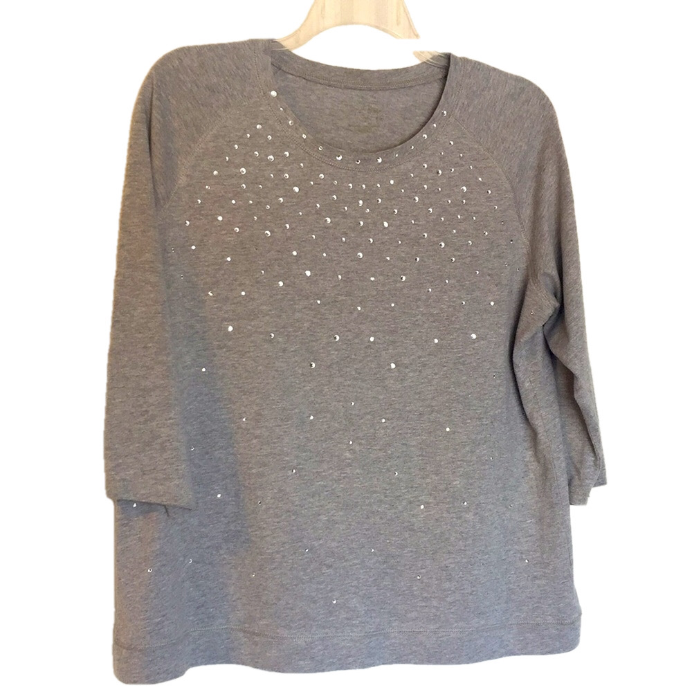 Gray Women's Top with Sparkle Accents Used 1X